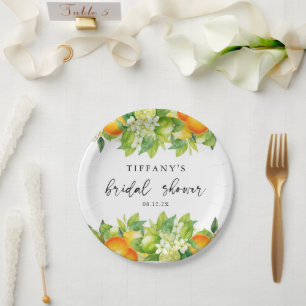 Moderne Sommer Orangen Zitrone Zitrus Brautparty Pappteller