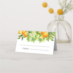 Moderne Sommer Orangen Zitrone Zitrus Brautparty Platzkarte
