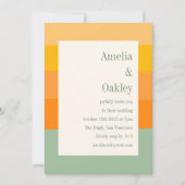 Moderne Sommer-Orangenweih-Grünstreifen-Hochzeit Einladung (Vorderseite)