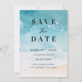 Moderne Sommer-Ozean-Strandhochzeit Save The Date (Vorderseite)