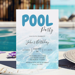 Moderne Sommer-Poolparty-Geburtstagsfeier Einladung