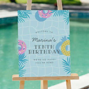 Moderne Sommer-Poolparty-Geburtstagsfeier  Poster