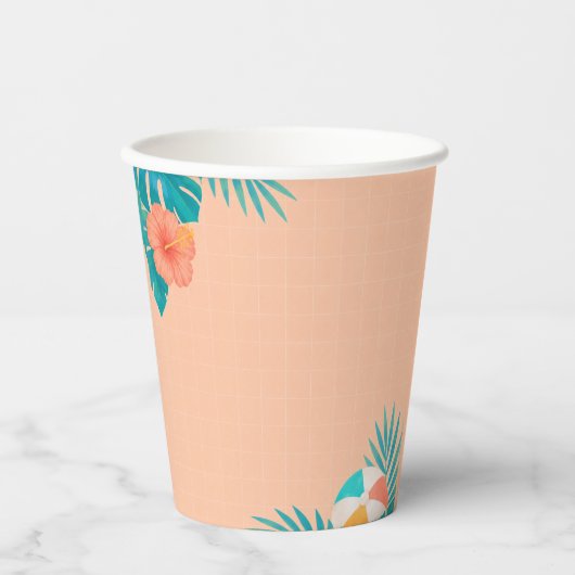 Moderne Sommer-Poolparty-Papierbecher Pappbecher (Vorderseite)