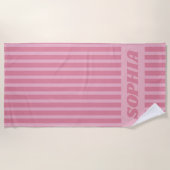 Moderne Sommer Rosa Gestreift Personalisiert Strandtuch (Vorderseite)