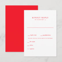 Moderne Sommer-Rot-Weiße Hochzeits-RSVP