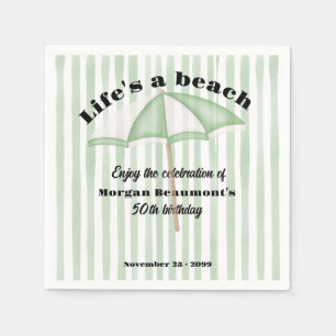Moderne Sommer-Strandparty-Streifen 50. Geburtstag Serviette