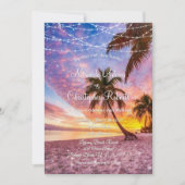 Moderne Sommer Sunset String Lights Beach Hochzeit Einladung (Vorderseite)