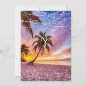 Moderne Sommer Sunset String Lights Beach Hochzeit Einladung (Rückseite)