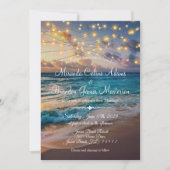 Moderne Sommer Sunset String Lights Beach Hochzeit Einladung (Vorderseite)