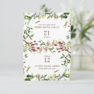 Moderne Sommer-Wildblume Hochzeitsfeier Platzkarte RSVP Karte