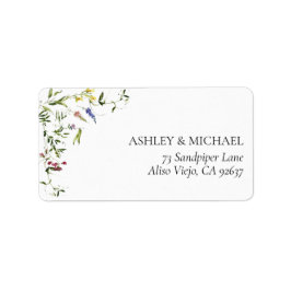 Moderne Sommer-Wildblume Hochzeitsfeier Rücksendea Adressaufkleber