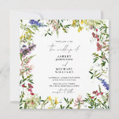 Moderne Sommer-Wildblume Kalligrafie Foto Hochzeit Einladung (Vorderseite)