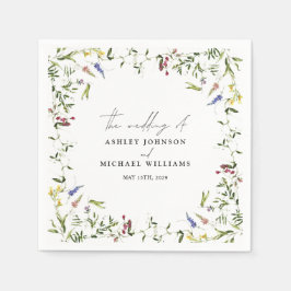 Moderne Sommer-Wildblume Kalligrafie Hochzeit Serviette