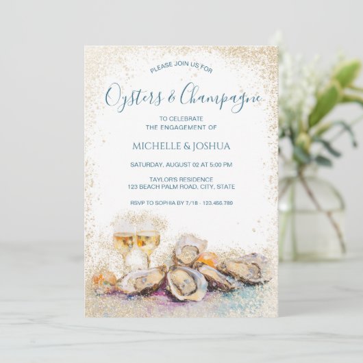 Moderne Sommerauster & Champagner-Küstenstraße Einladung (Stehend Vorderseite)