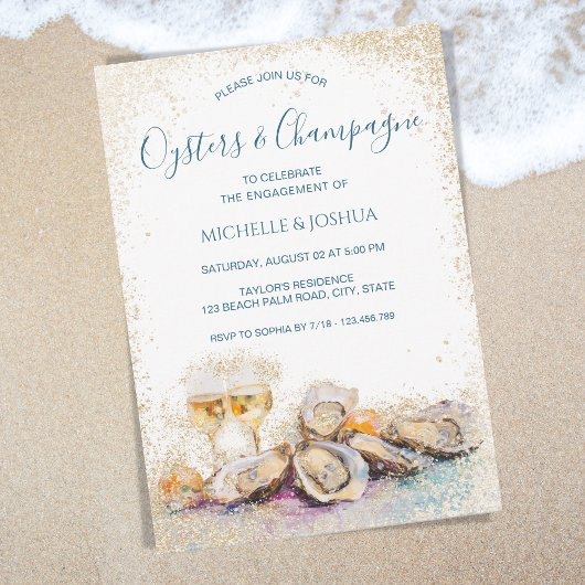 Moderne Sommerauster & Champagner-Küstenstraße Einladung