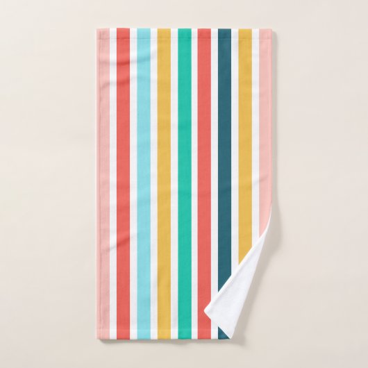 Moderne sommerfarbene vertikale Streifen Badhandtuch Set (Handtuch)