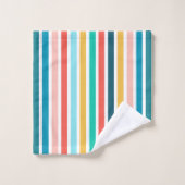 Moderne sommerfarbene vertikale Streifen Badhandtuch Set (Waschlappen)