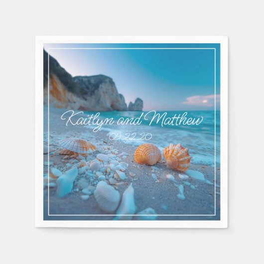 Moderne Sommerhochzeit Serviette (Vorderseite)