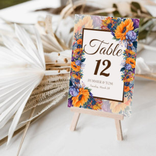 Moderne, sommerliche elegante Tischkarte Tischnummer