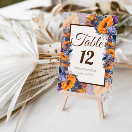 Moderne, sommerliche elegante Tischkarte Tischnummer