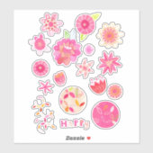 Moderne SommerWasserfarben-Blume und Blüten Aufkleber (Blatt)