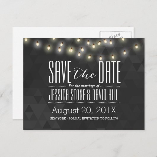 Moderne Sommerzeichenbeleuchtung spart das Datum Ankündigungspostkarte (Vorne/Hinten)