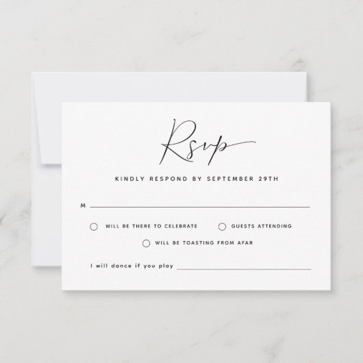 Moderne Song Request Wedding Response Card RSVP Karte (Vorderseite)