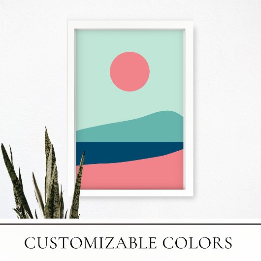 Moderne Sonne- und Meereslandschaft Minimalistisch Poster