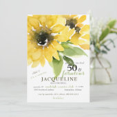 Moderne Sonnenblume 50 & fabelhafte Geburtstagspar Einladung (Stehend Vorderseite)