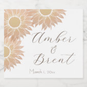 Moderne Sonnenblume Braun Maßgeschneiderter Labrad Schaumweinetikett (Einzelnes Label)