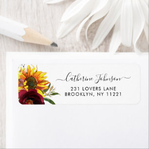 Moderne Sonnenblume Burgund Rose Floral Wasserfarb