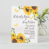 Moderne Sonnenblume Butterfly Baby Dusche Einladun Einladung (Stehend Vorderseite)