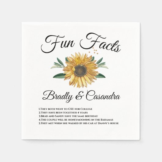 Moderne Sonnenblume Chic Typografy Wedding Fun Fak Serviette (Vorderseite)