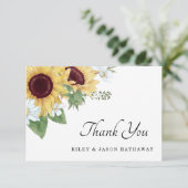 Moderne Sonnenblume Dankeskarte (Stehend Vorderseite)