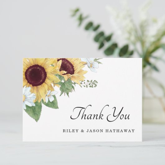 Moderne Sonnenblume Dankeskarte (Stehend Vorderseite)
