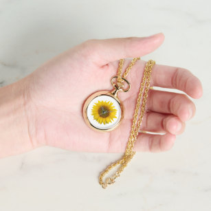 Moderne Sonnenblume Einfache gelbe Blüte Armbanduhr