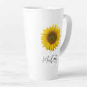 Moderne Sonnenblume Elegante Script Typografie Milchtasse (Rechte Ecke)