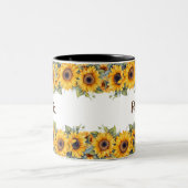 Moderne Sonnenblume | Hellgelbes Blumendesign Zweifarbige Tasse (Mittel)