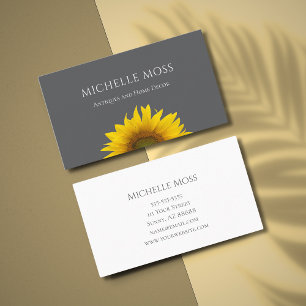 Moderne Sonnenblume Klassik Grau Elegante Visitenkarte
