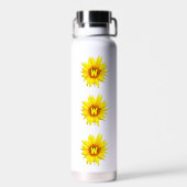 Moderne Sonnenblume | Personalisierter Name & Mono Trinkflasche (Rückseite)