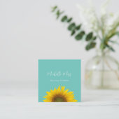 Moderne Sonnenblume QR-Code Trendy Aquamarin Green Quadratische Visitenkarte (Stehend Vorderseite)