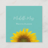 Moderne Sonnenblume QR-Code Trendy Aquamarin Green Quadratische Visitenkarte (Vorderseite)