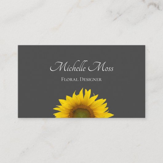 Moderne Sonnenblume Rustikal Grau Visitenkarte (Vorderseite)