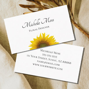 Moderne Sonnenblume Rustikale Blumenkarte Visitenkarte