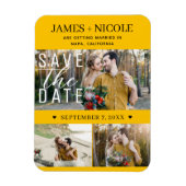 Moderne Sonnenblume Save the Date Hochzeit 3 Fotos Magnet (Vertikal)