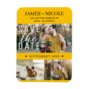 Moderne Sonnenblume Save the Date Hochzeit 3 Fotos Magnet