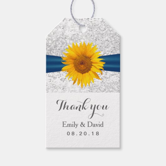 Moderne Sonnenblume Silver Glitzer Gastgeschenk Ho Geschenkanhänger (Vorderseite)