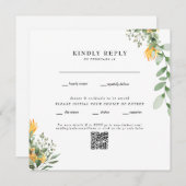 Moderne Sonnenblume Weißer Quadrat Hochzeit QR-Cod (Vorne/Hinten)