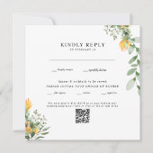 Moderne Sonnenblume Weißer Quadrat Hochzeit QR-Cod (Vorderseite)