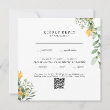 Moderne Sonnenblume Weißer Quadrat Hochzeit QR-Cod